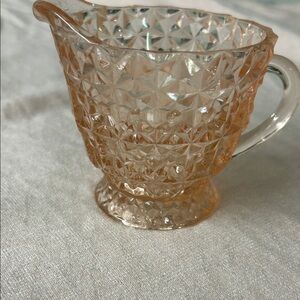 Pressed Glass Creamer Pitcher in Peachy Pink